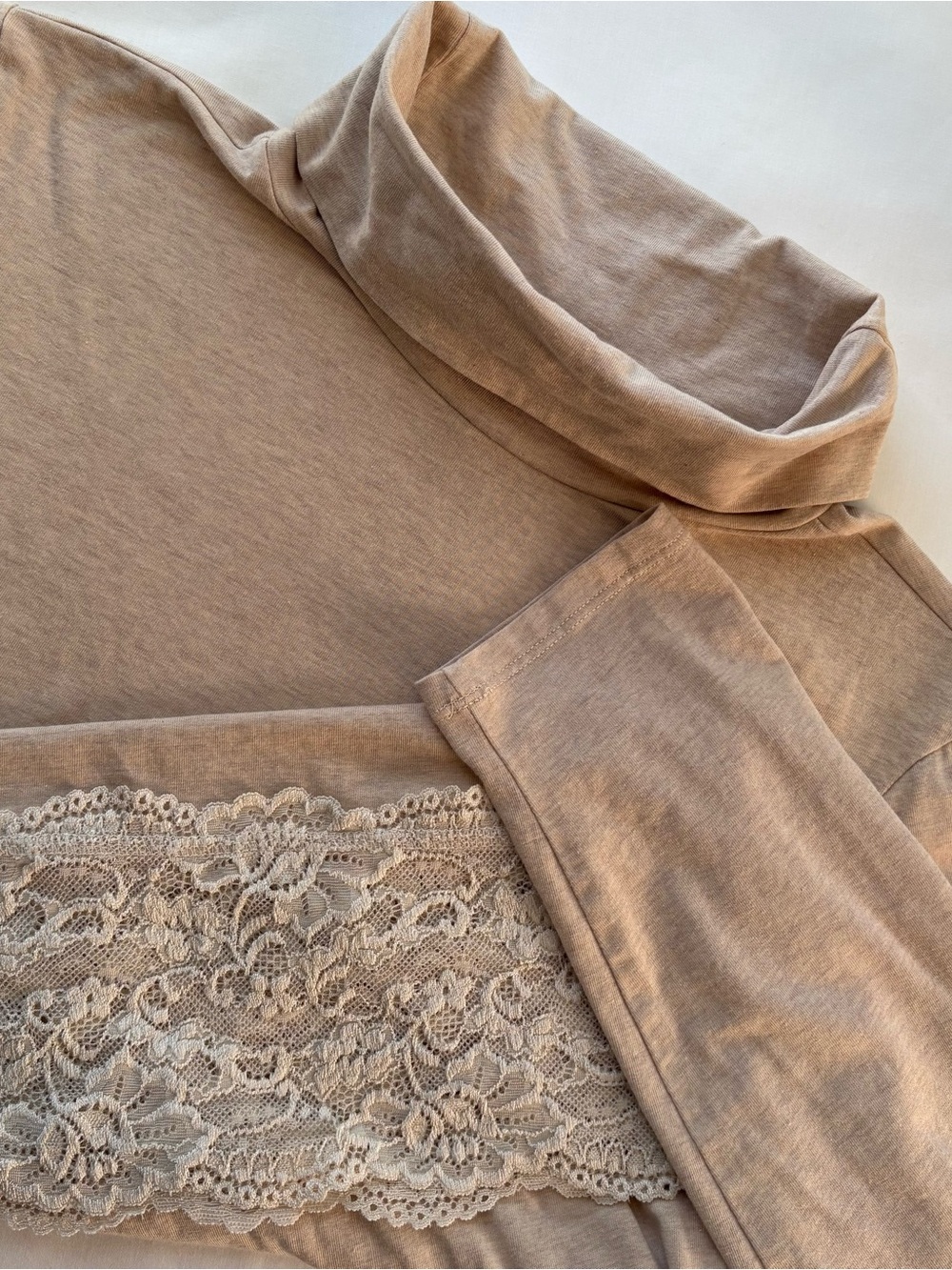 Sundance Lace Trim Turtleneck Long Sleeve Shirt XL